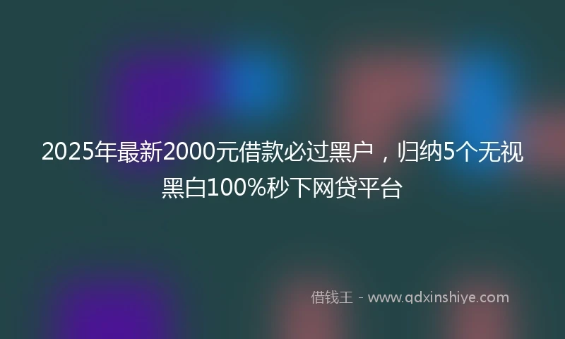 2025年最新2000元借款必过黑户，归纳5个无视黑白100%秒下网贷平台