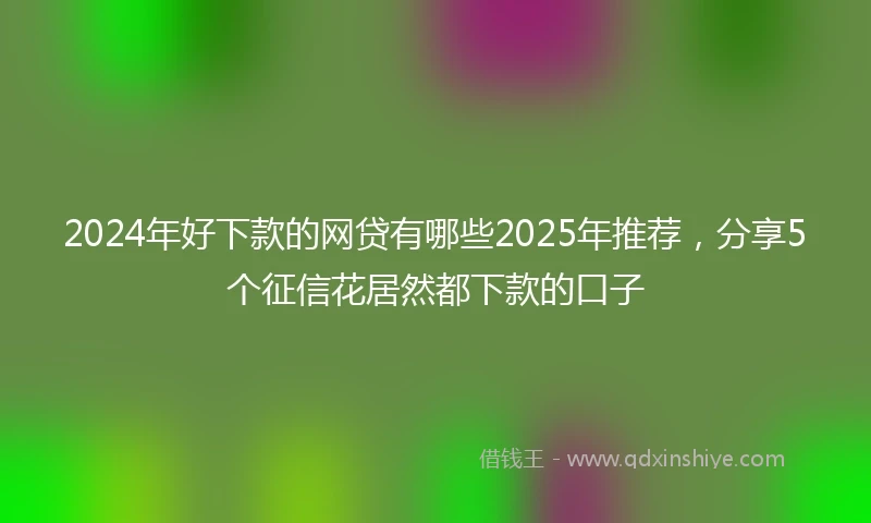2024年好下款的网贷有哪些2025年推荐，分享5个征信花居然都下款的口子