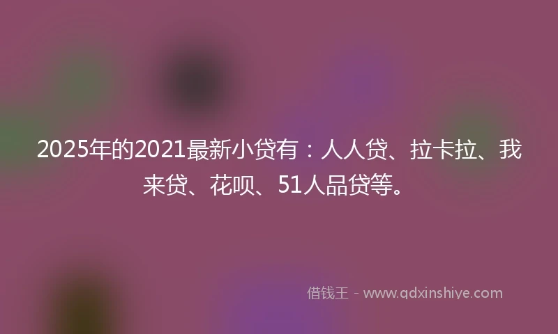 2025年的2021最新小贷有：人人贷、拉卡拉、我来贷、花呗、51人品贷等。