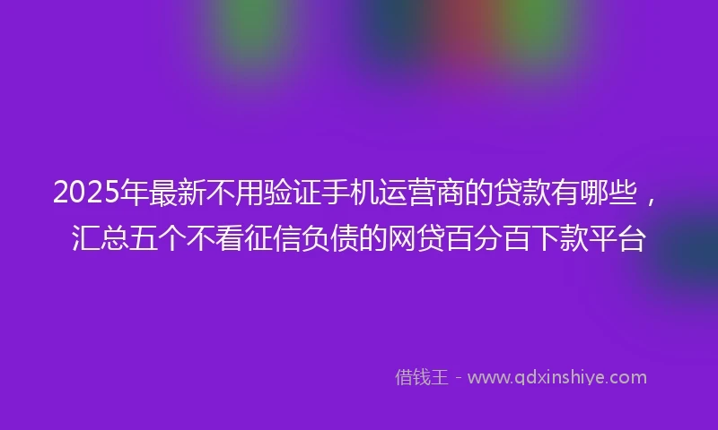 2025年最新不用验证手机运营商的贷款有哪些，汇总五个不看征信负债的网贷百分百下款平台