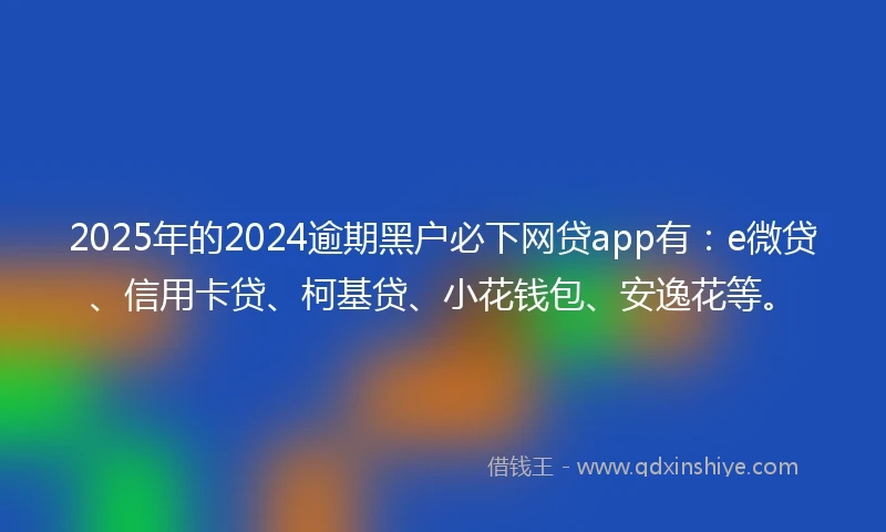 2025年的2024逾期黑户必下网贷app有：e微贷、信用卡贷、柯基贷、小花钱包、安逸花等。