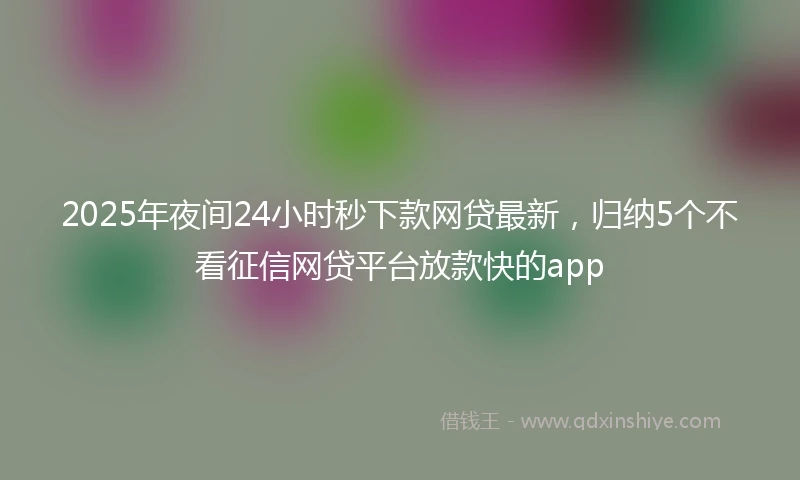 2025年夜间24小时秒下款网贷最新，归纳5个不看征信网贷平台放款快的app
