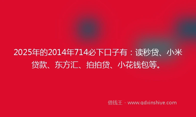 2025年的2014年714必下口子有：读秒贷、小米贷款、东方汇、拍拍贷、小花钱包等。