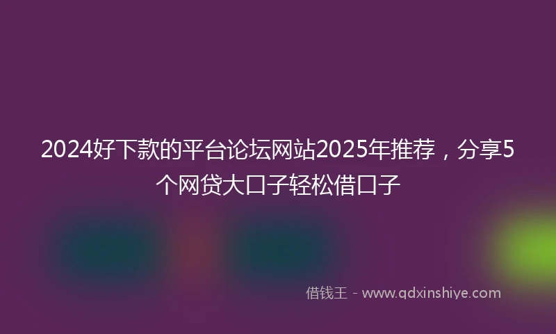 2024好下款的平台论坛网站2025年推荐，分享5个网贷大口子轻松借口子