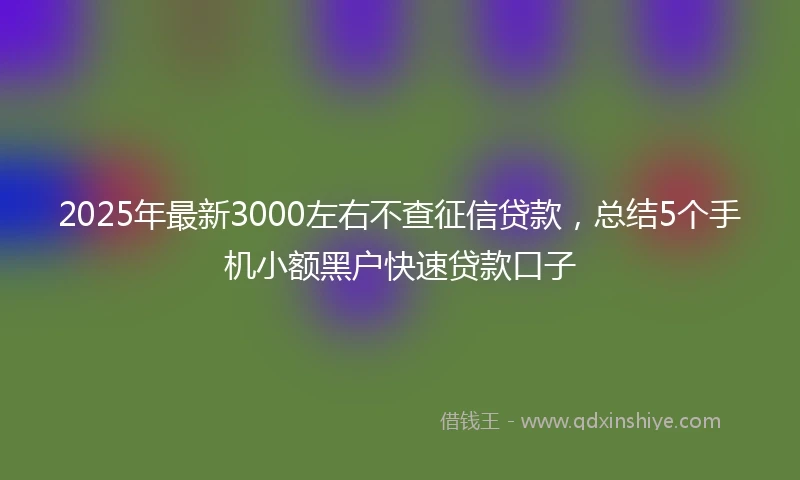 2025年最新3000左右不查征信贷款，总结5个手机小额黑户快速贷款口子