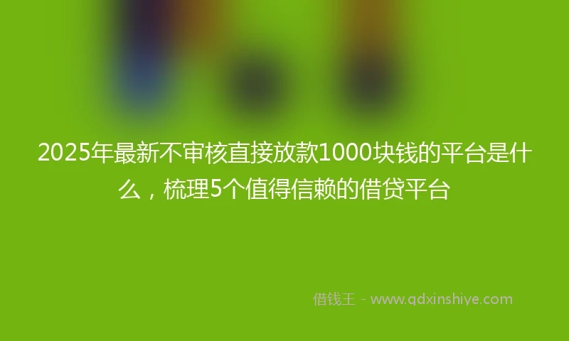 2025年最新不审核直接放款1000块钱的平台是什么，梳理5个值得信赖的借贷平台