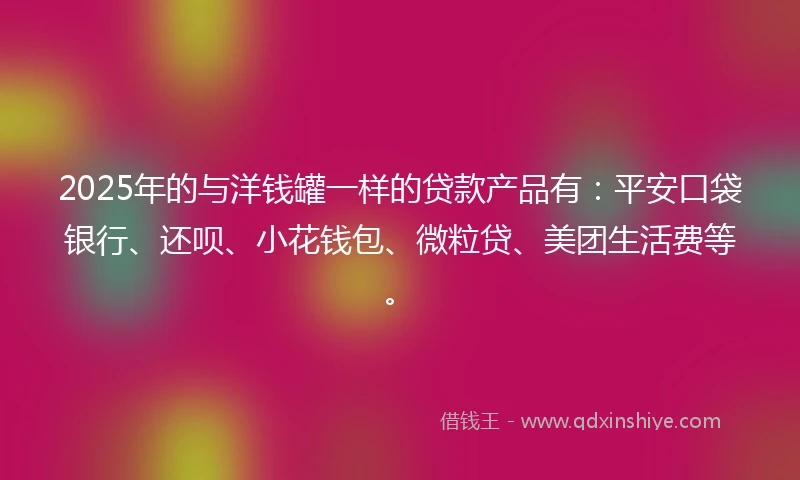 2025年的与洋钱罐一样的贷款产品有：平安口袋银行、还呗、小花钱包、微粒贷、美团生活费等。
