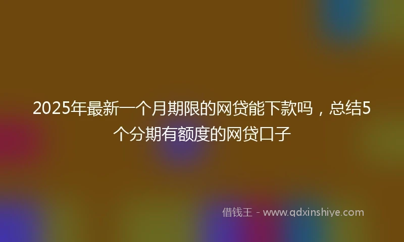 2025年最新一个月期限的网贷能下款吗，总结5个分期有额度的网贷口子