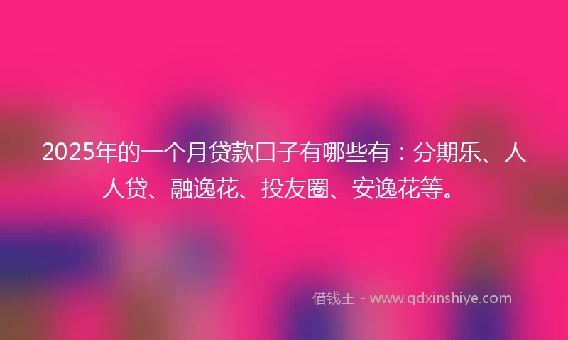 2025年的一个月贷款口子有哪些有：分期乐、人人贷、融逸花、投友圈、安逸花等。