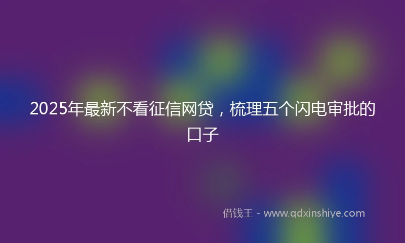 2025年最新不看征信网贷，梳理五个闪电审批的口子