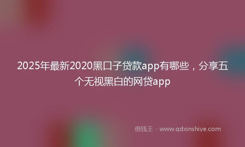 2025年最新2020黑口子贷款app有哪些，分享五个无视黑白的网贷app