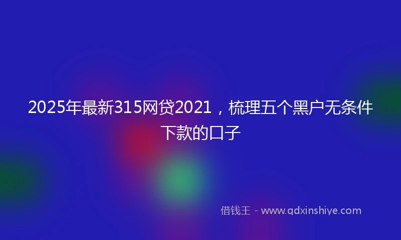 2025年最新315网贷2021，梳理五个黑户无条件下款的口子