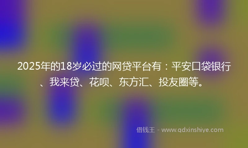 2025年的18岁必过的网贷平台有：平安口袋银行、我来贷、花呗、东方汇、投友圈等。
