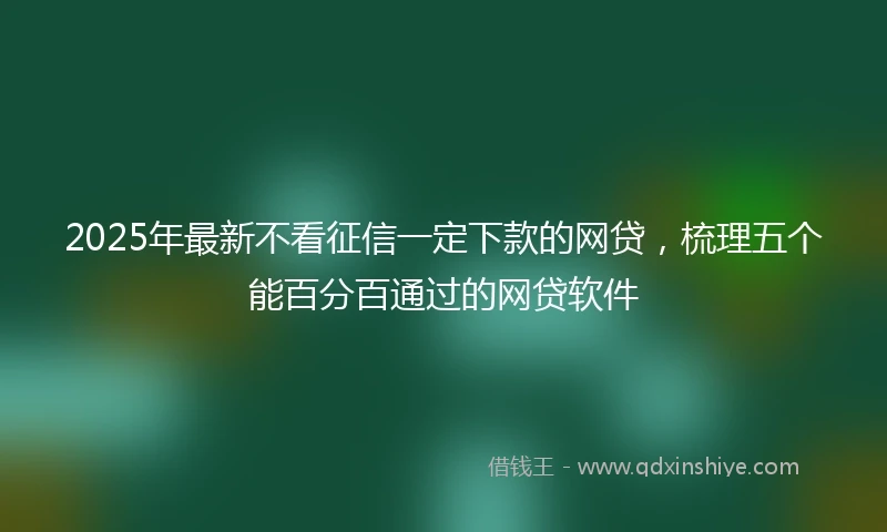 2025年最新不看征信一定下款的网贷，梳理五个能百分百通过的网贷软件