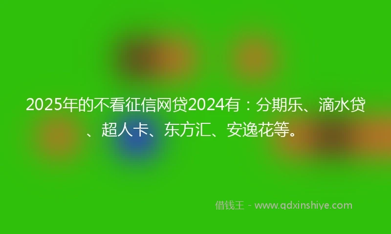 2025年的不看征信网贷2024有：分期乐、滴水贷、超人卡、东方汇、安逸花等。