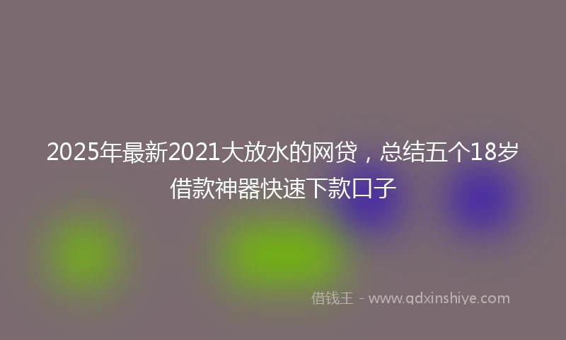 2025年最新2021大放水的网贷，总结五个18岁借款神器快速下款口子