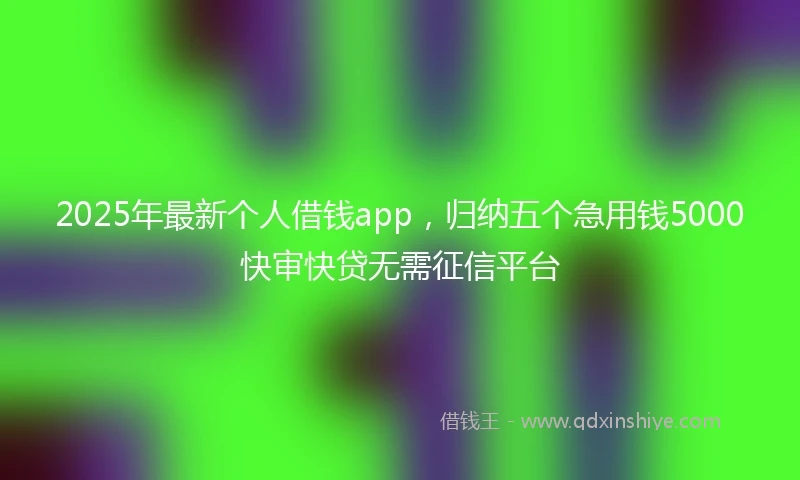 2025年最新个人借钱app，归纳五个急用钱5000快审快贷无需征信平台