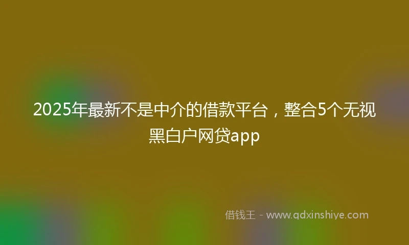 2025年最新不是中介的借款平台，整合5个无视黑白户网贷app