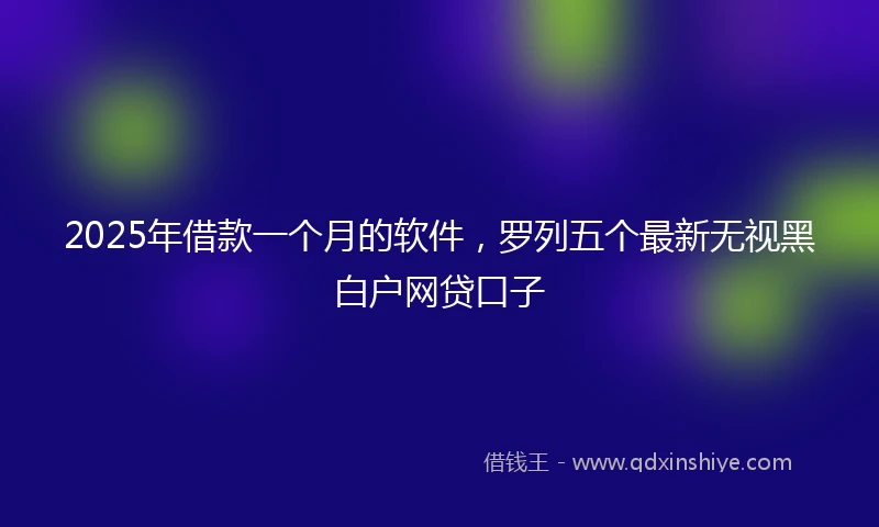 2025年借款一个月的软件，罗列五个最新无视黑白户网贷口子