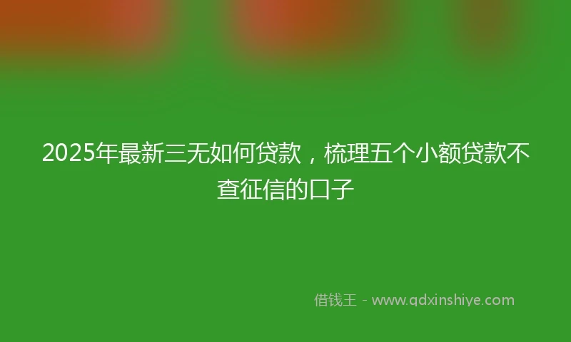 2025年最新三无如何贷款，梳理五个小额贷款不查征信的口子