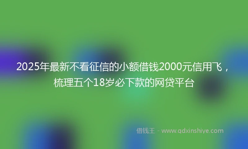 2025年最新不看征信的小额借钱2000元信用飞，梳理五个18岁必下款的网贷平台