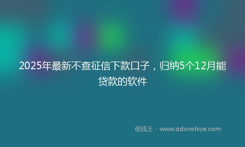 2025年最新不查征信下款口子，归纳5个12月能贷款的软件