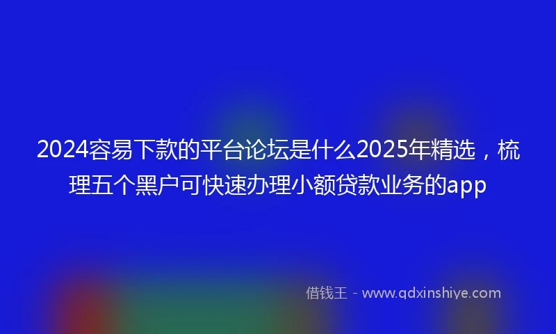 2024容易下款的平台论坛是什么2025年精选，梳理五个黑户可快速办理小额贷款业务的app
