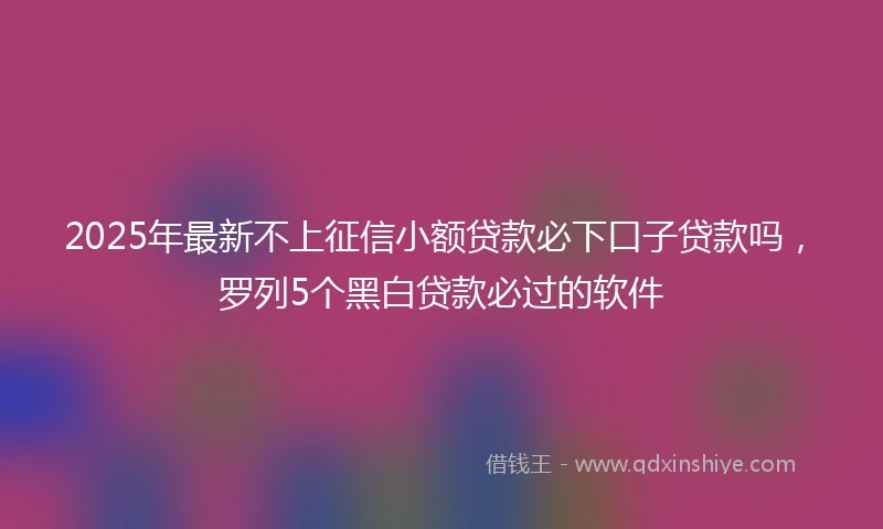 2025年最新不上征信小额贷款必下口子贷款吗，罗列5个黑白贷款必过的软件
