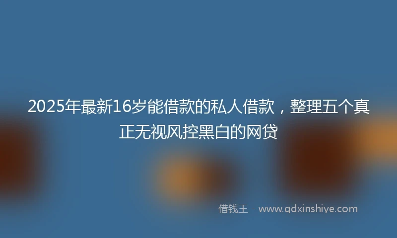 2025年最新16岁能借款的私人借款，整理五个真正无视风控黑白的网贷