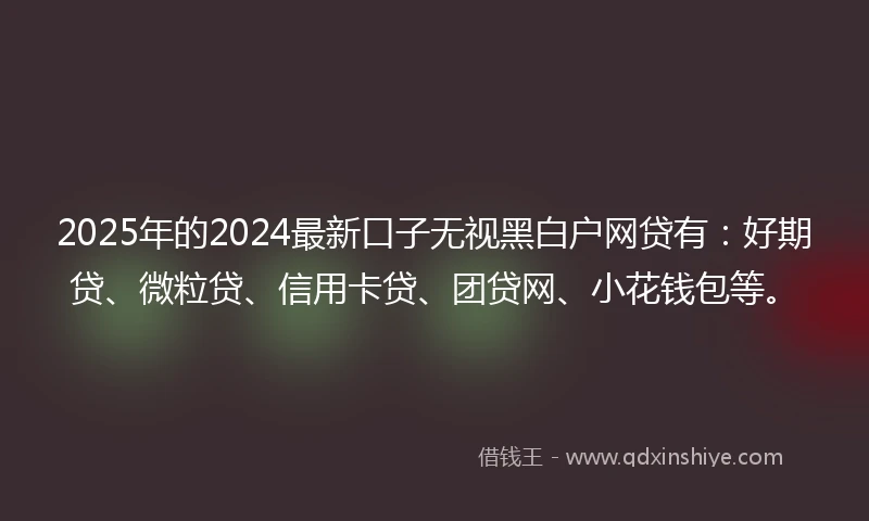 2025年的2024最新口子无视黑白户网贷有：好期贷、微粒贷、信用卡贷、团贷网、小花钱包等。