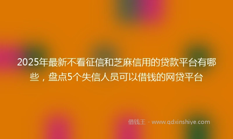 2025年最新不看征信和芝麻信用的贷款平台有哪些，盘点5个失信人员可以借钱的网贷平台
