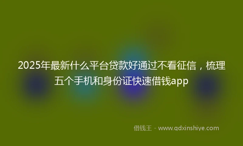 2025年最新什么平台贷款好通过不看征信，梳理五个手机和身份证快速借钱app