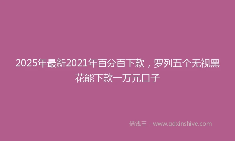 2025年最新2021年百分百下款，罗列五个无视黑花能下款一万元口子