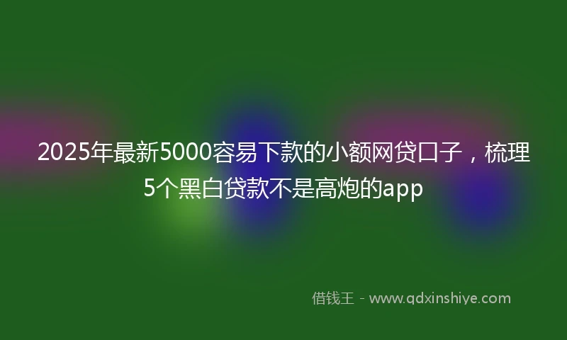 2025年最新5000容易下款的小额网贷口子，梳理5个黑白贷款不是高炮的app