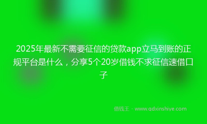 2025年最新不需要征信的贷款app立马到账的正规平台是什么，分享5个20岁借钱不求征信速借口子