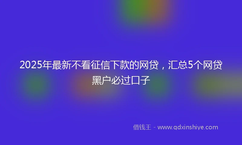 2025年最新不看征信下款的网贷，汇总5个网贷黑户必过口子