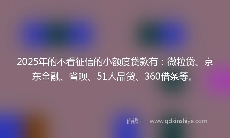 2025年的不看征信的小额度贷款有：微粒贷、京东金融、省呗、51人品贷、360借条等。