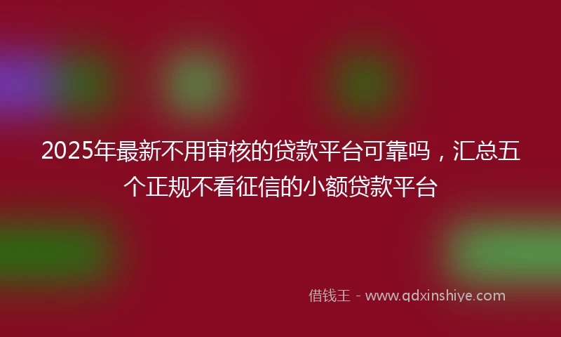 2025年最新不用审核的贷款平台可靠吗，汇总五个正规不看征信的小额贷款平台