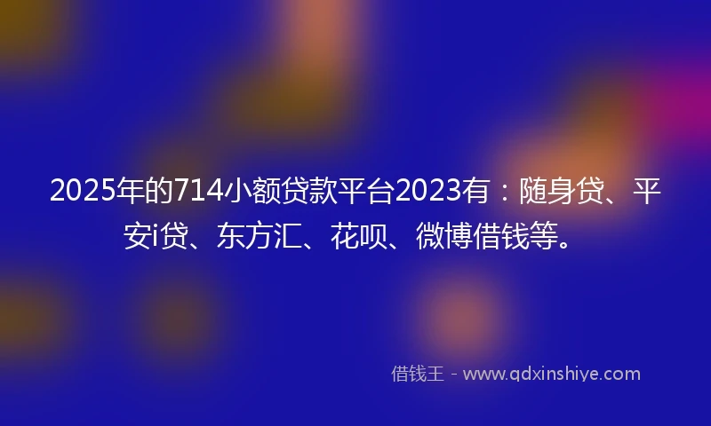 2025年的714小额贷款平台2023有：随身贷、平安i贷、东方汇、花呗、微博借钱等。