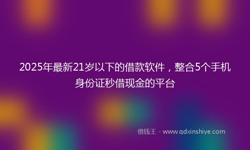 2025年最新21岁以下的借款软件，整合5个手机身份证秒借现金的平台