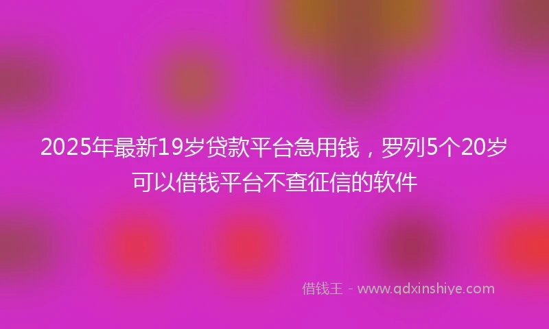 2025年最新19岁贷款平台急用钱，罗列5个20岁可以借钱平台不查征信的软件