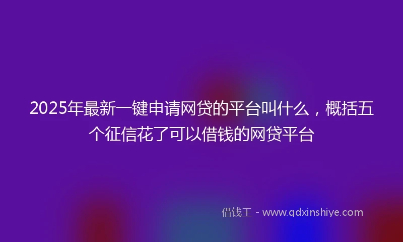 2025年最新一键申请网贷的平台叫什么，概括五个征信花了可以借钱的网贷平台