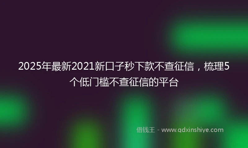 2025年最新2021新口子秒下款不查征信，梳理5个低门槛不查征信的平台
