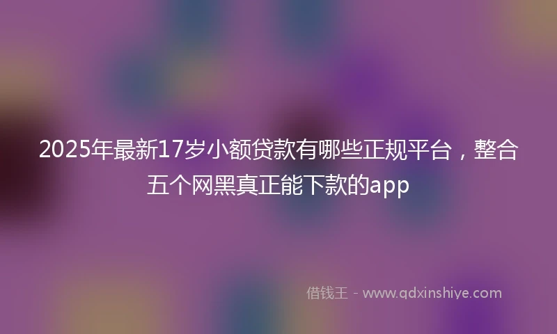 2025年最新17岁小额贷款有哪些正规平台，整合五个网黑真正能下款的app