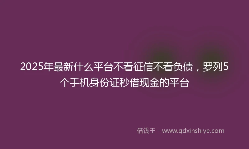 2025年最新什么平台不看征信不看负债，罗列5个手机身份证秒借现金的平台
