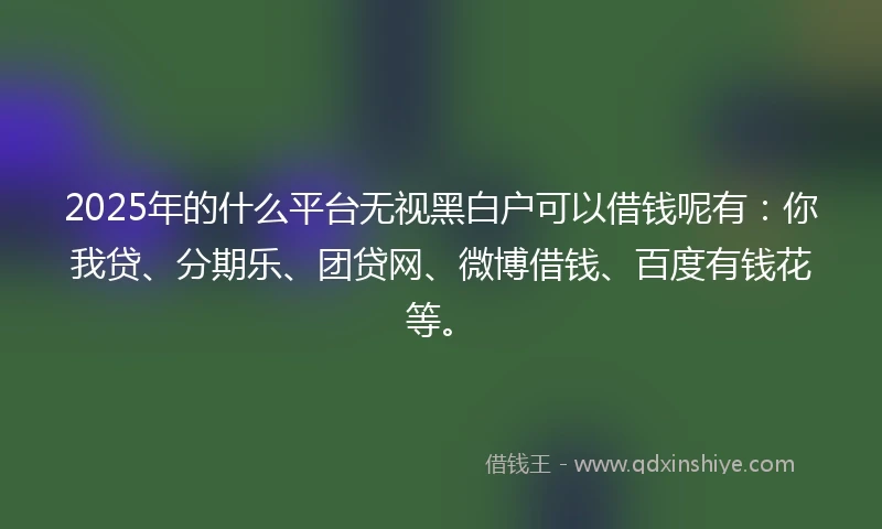 2025年的什么平台无视黑白户可以借钱呢有：你我贷、分期乐、团贷网、微博借钱、百度有钱花等。