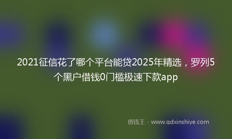2021征信花了哪个平台能贷2025年精选，罗列5个黑户借钱0门槛极速下款app
