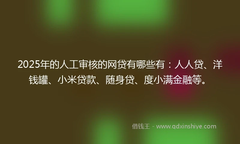 2025年的人工审核的网贷有哪些有：人人贷、洋钱罐、小米贷款、随身贷、度小满金融等。