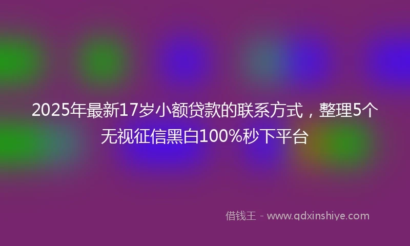 2025年最新17岁小额贷款的联系方式，整理5个无视征信黑白100%秒下平台