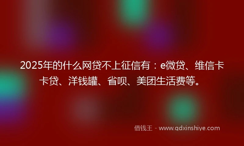 2025年的什么网贷不上征信有：e微贷、维信卡卡贷、洋钱罐、省呗、美团生活费等。